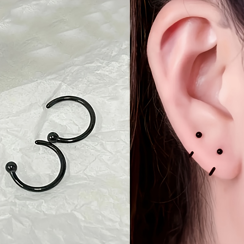 Macaron-Style Ceramic C-Shaped Stud Earrings Set
